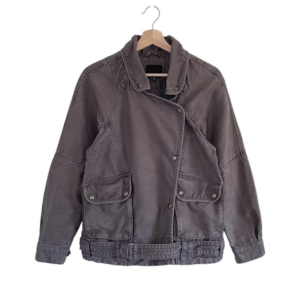 Aritzia Wilfred Free Rayder Linen Cotton Canvas Jacket Graphite Pencil Grey XS - Picture 5 of 16